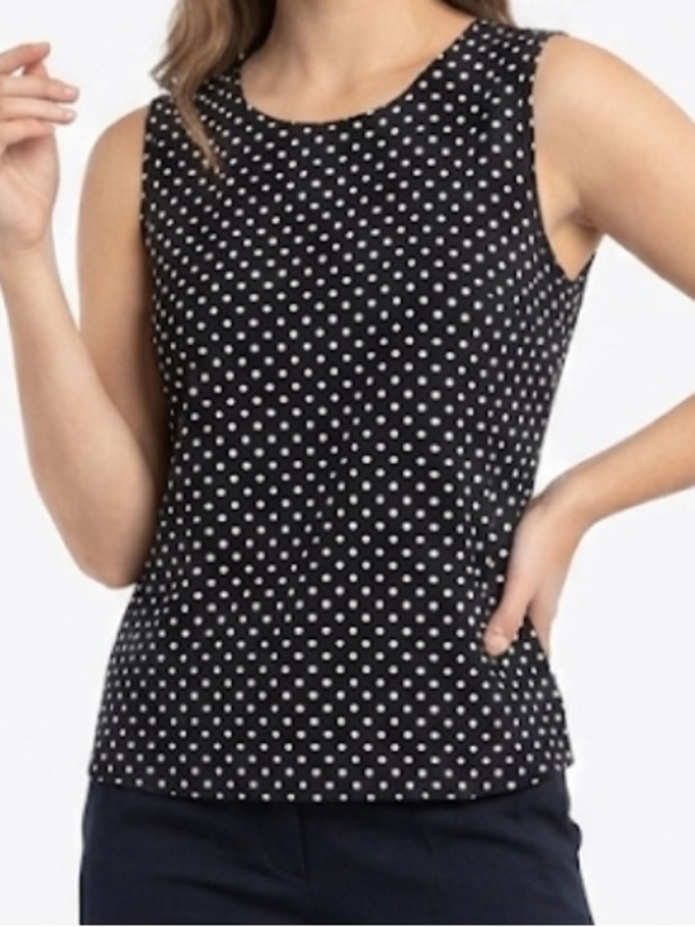 Notations Women’s Black and White Polka Dot Sleeveless Shell Size Large